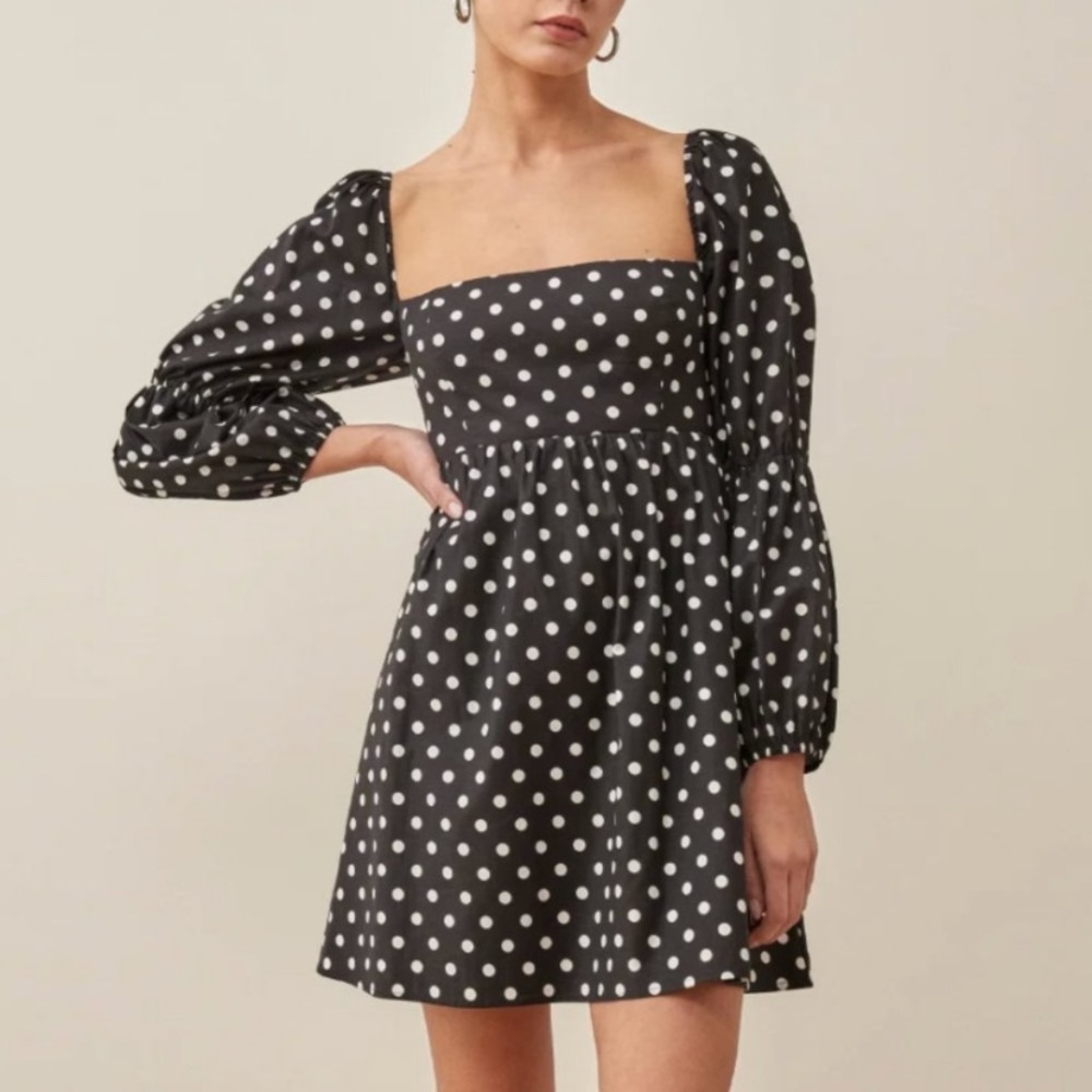 Reformation Black & White Polka Dot Michaela Dress - Bettie - 2